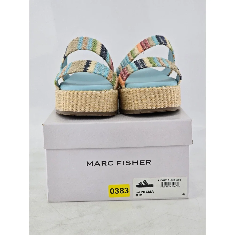 Marc Fisher Pelma Platform Sandal Womens 8 Light Blue Multi Woven - New